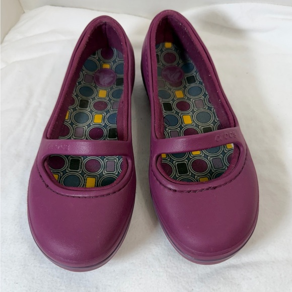 Crocs Women's Sz 8 W Mary Jane Flats Purple Flats Shoes Casual - Picture 3 of 7
